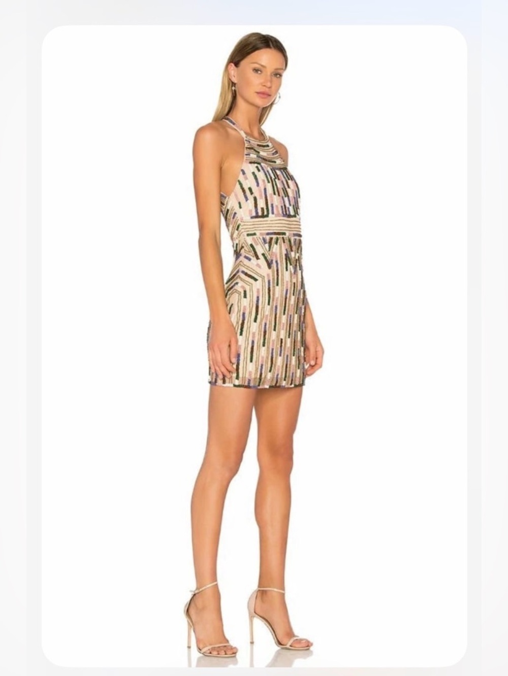 NWT X NBD Kenya Beaded Halter Mini Dress S MSRP $545 - Picture 4 of 14